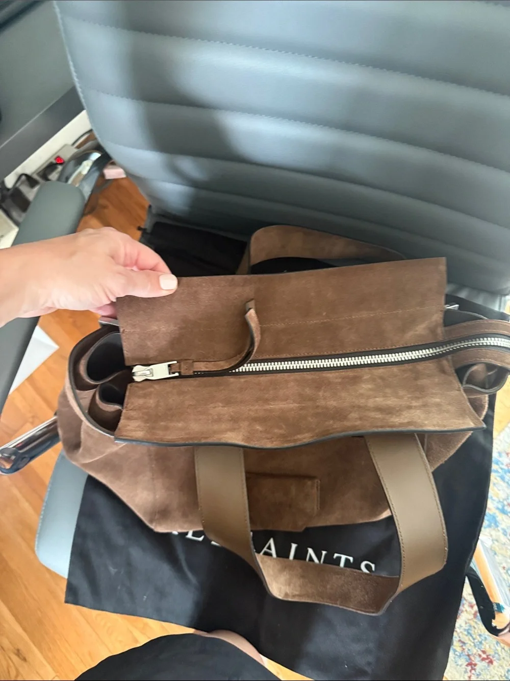 All Saints suede exterior